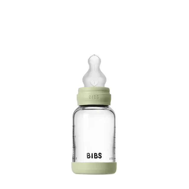Set de biberons en verre 120ml avec tétine en silicone - Sage