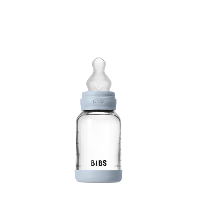 Set de biberons en verre 120ml avec tétine en silicone - Baby Blue