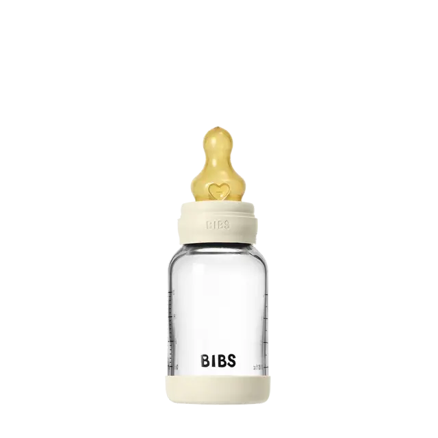 Set de biberons en verre 120ml avec tétine en latex - Ivory