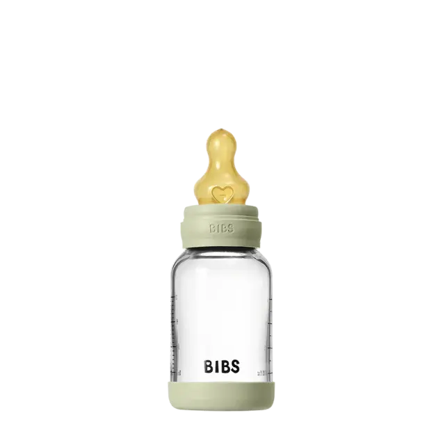 Set de biberons en verre 120ml avec tétine en latex - Sage